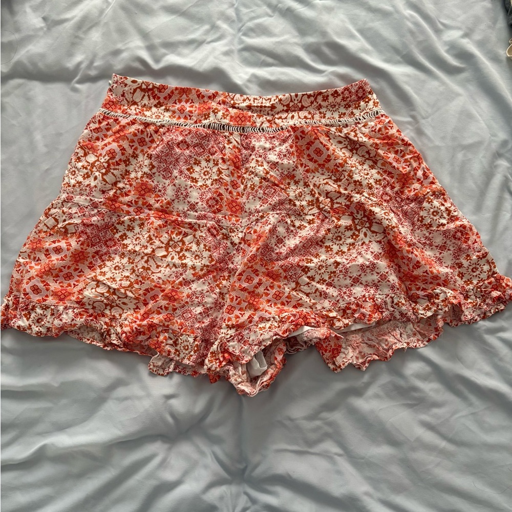 Forever 21 High Waist Red and Orange Shorts